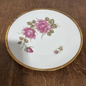 Seltmann Weiden Rose Plate 7 5/8" Gold Rim Bavaria Germany